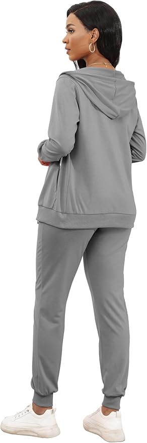 CLOCOR Track Suits for Women Set - Casual 2 Piece Outfits Sweatsuit Pocket Hoodies Long Sleeve with Patchwork Pants Set