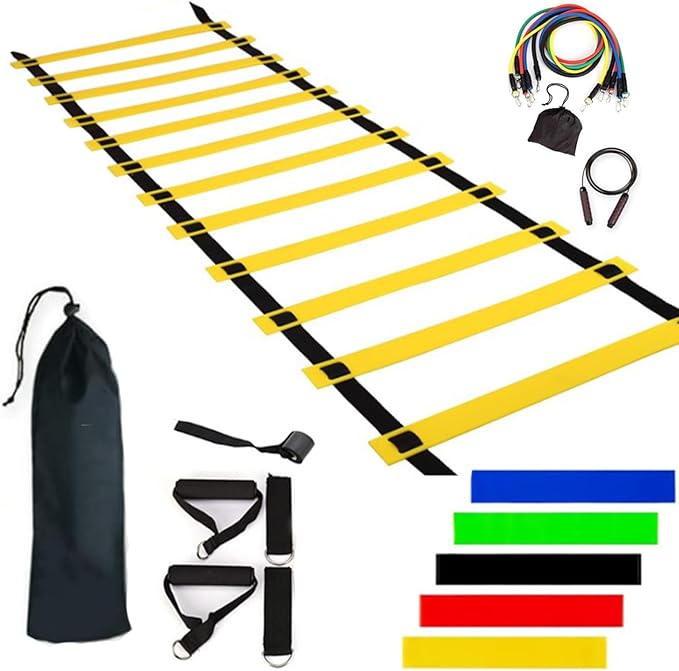 Agility Ladder Training Equipment - Speed Trainlng Gear, Adjustable Sports Set | Complete Soccer Practice Equipment, Foldable Workout Kit for Athletes, Endurance Tralning Tools for Kids Adults