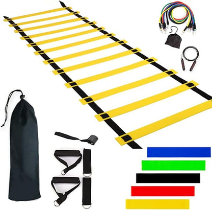 Agility Ladder Training Equipment - Speed Trainlng Gear, Adjustable Sports Set | Complete Soccer Practice Equipment, Foldable Workout Kit for Athletes, Endurance Tralning Tools for Kids Adults