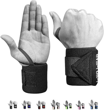 Elastic Wrist Wraps for Powerlifting, Strength Training, Bodybuilding, Cross Training, Olympic Weightlifting, Yoga Support - One Size Fits All