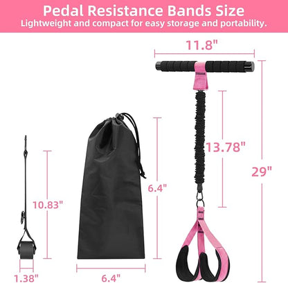Pedal Resistance Band with Handles and Door Anchor, Detachable Foot Pedal Resistance Band with Stainless Steel Buckles, Multifunction Tension Rope Tummy Trimmer for Full Body Workout Home Gym Women