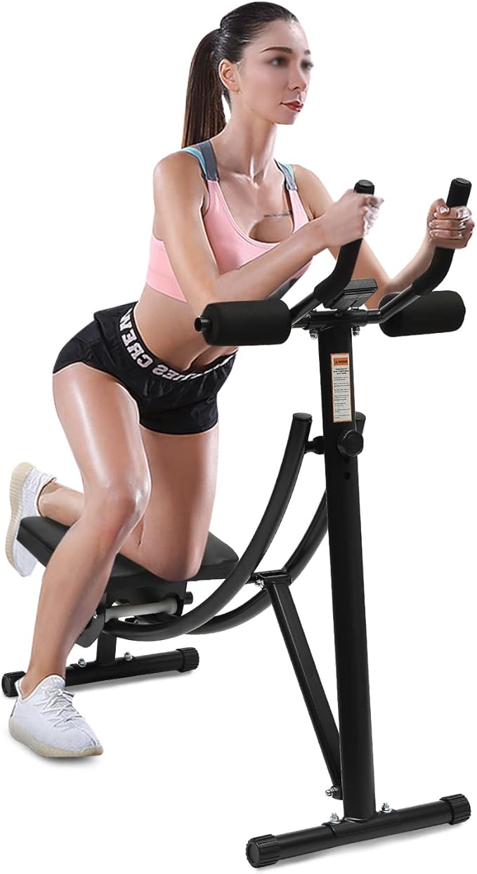 Ab Machine for Home Gym, Core Strength Training Equipment for Home Fitness, Ab Crunch Coaster with 3 Intensities and Digital Display, Foldable Core Trainer for Abdominal
