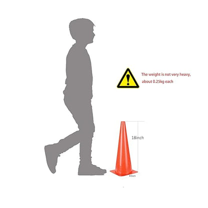 [5 Pack] 18 inch Traffic Cones, Safety Road Parking Cones,Agility Field Marker Cones for Soccer Basketball Football Drills Training, Outdoor Sport Activity & Festive Events
