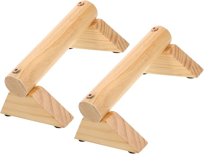 Push-up Handles with Non-slip Pads Pine Wood Pushup Bars for Home Workout Fitness Equipment Strength Training Muscle Trainer Set