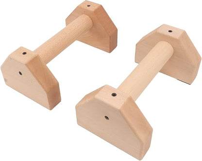 2pcs Wooden Push Up Handles, Anti - Slip Beech Wood Pushup Bars with Silicone Pads, Joint - Friendly Parallettes for Calisthenics Handstands Home Gym Use
