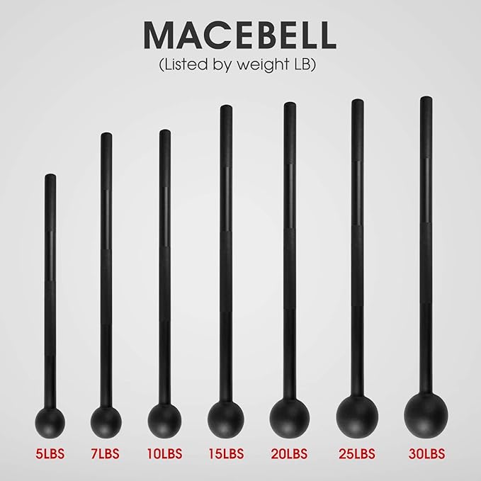 Yes4All Steel Mace Bell for Strength Training, Support Full Body, Muscles, Shoulder, Grips & Forearms Workouts, Stretching 5, 7, 10, 15, 20, 25, 30 LB For Woman & Man