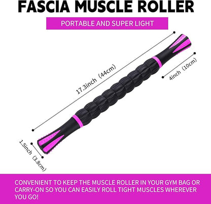 Muscle Roller Stick for Athletes, Massage Roller Stick, Lymphatic Drainage and Liposuction Massage Roller, Relieves Muscle Soreness, Trigger Points, for Physical Therapy and Recovery (Purple & Black)