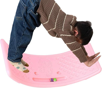 Wobble Board,Balance Board,2025 New Curved Rocking Seesaw Balance Boards Balance Popping Board Non Slip Sensory Training Balance Beam Equipment For 𝐁oys 𝐆irls, Hold Up To 25Kg For Indoor Use