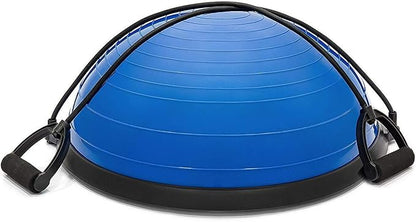 Half Ball Balance Trainer Stability Ball for Full Body Workout, Half Exercise Ball, Yoga Balance Ball Fitness Platform, Half Yoga Ball Balance Trainer Core Strength Training w 2 Resistance Bands