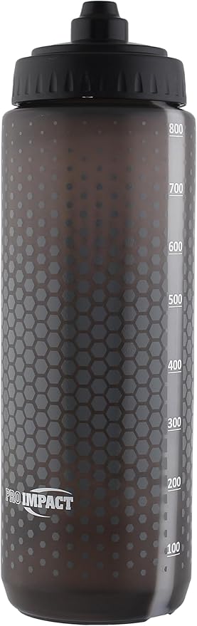 Pro Impact 28 Oz Squeeze Bottles Sports Water Bottle - Multipurpose Reusable Water Bottle for Training, Gym – Wide Mouth Squirt Bottles for Liquids – Soft Squeeze Gym Water Bottle Fast Flow - Black