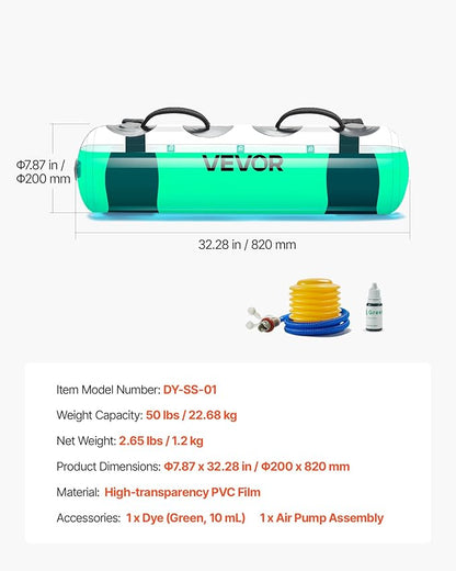 VEVOR Water Weights Aqua Bag, Large Aqua Bags for Workout, Adjustable Portable Stability Fitness & Full Body Exercise Equipment, for Strength Core and Balance Training, Home Gym Exercise, Clear