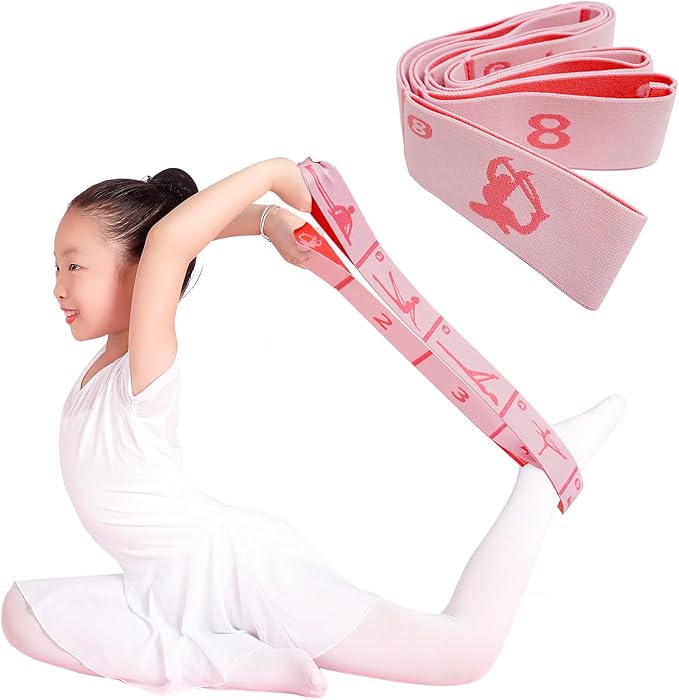 Extended 8 Loops Kids' Elastic Band – Adjustable Dance & Gymnastics Stretch Strap for Children's Training, Yoga, Pilates, and Ballet Resistance Home Workout