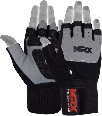 MRX Weight Lifting Pro Level Gloves with 18 Inches Long Wrist Strap Gym Workout Exercise & Fitness in