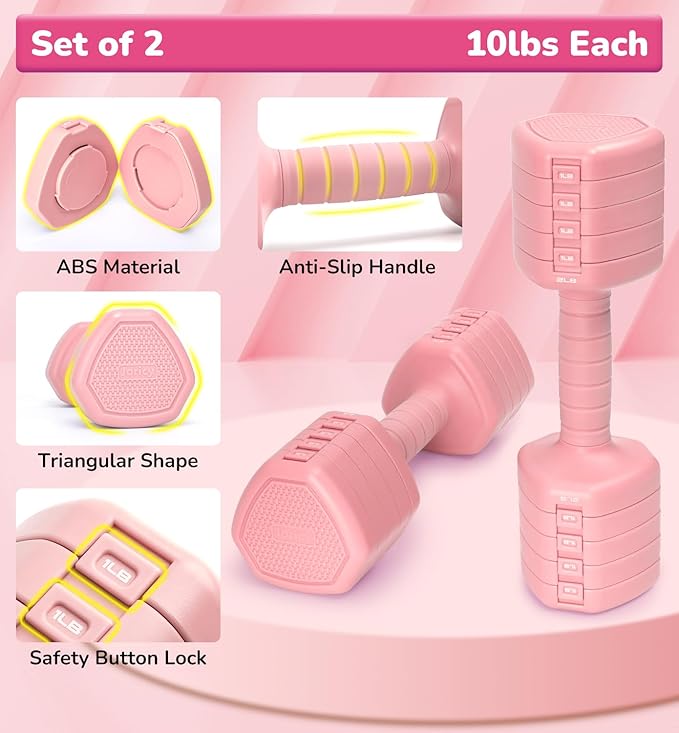 10LBS 20LBS 30LBS Dumbbells Adjustable Dumbbell Set of 2, Hand Weights for Women Men Free Weight Dumbbells Sets for Home Gym & Outdoor Exercise Workout Strength Training Equipments