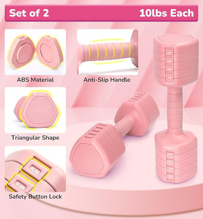 10LBS 20LBS 30LBS Dumbbells Adjustable Dumbbell Set of 2, Hand Weights for Women Men Free Weight Dumbbells Sets for Home Gym & Outdoor Exercise Workout Strength Training Equipments