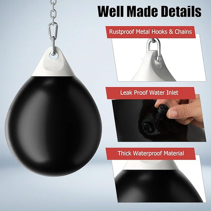 GYMAX Punching Bag, Water Aqua Bag w/Water Injector & Hanging Accessories, Folding Heavy Duty Boxing Bag for Home Gym, Boxing Training Equipment for Adults