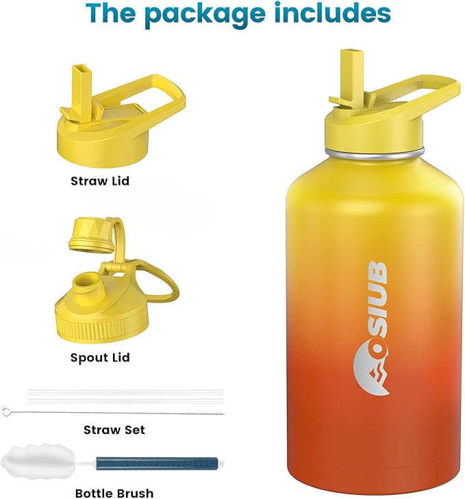 Insulated Water Bottle 32 oz, Triple Wall Vacuum Stainless Steel(Cold for 48 Hrs),Leak Proof & BPA-Free,Simple Modern Water Bottle with Drink-Through Lid & Flip Straw for Sports & Travel, Sunset