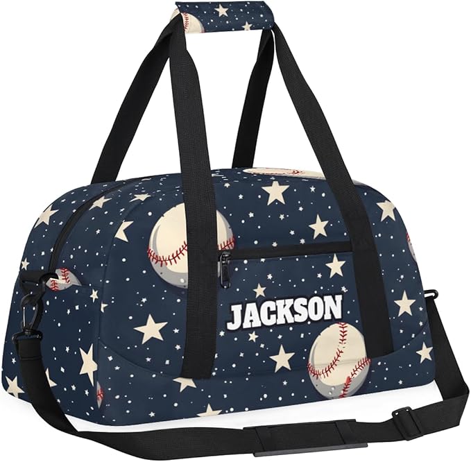 Personalized Baseball Gym Duffel Bags with Custom Name Sport Training Travel Bags for Kids Boys for Overnight Weekender, Dark Blue