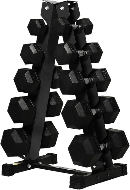 RitFit 250LB/300LB/350LB/550LB/650LB Rubber Hex Dumbbell Sets with Weights Rack, Multiple Color Choices Available, Great Gym Equipment for Home, Strength Training, Workouts