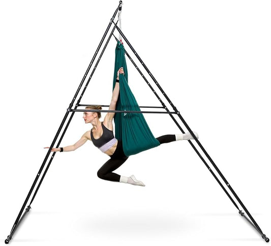VEVOR Yoga Stand Frame, Max 441-551 lbs Load Swing Stand, Triangular Structure Aerial Rig, Aerial Silk Stands with Yoga Hammock, Standard & Height-Adjustable Version