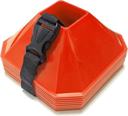 Sports Square Training Cones (Set of 10) - APEX PRO Sports - Training Cones with Carry Strap for Training, Soccer, Football, Basketball,Kids and Other Sports and Games