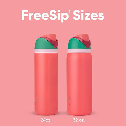 Owala FreeSip Insulated Stainless Steel Water Bottle with Straw for Sports, Travel, and School BPA-Free Sports Water Bottle, 24 oz, Strawberry Fields