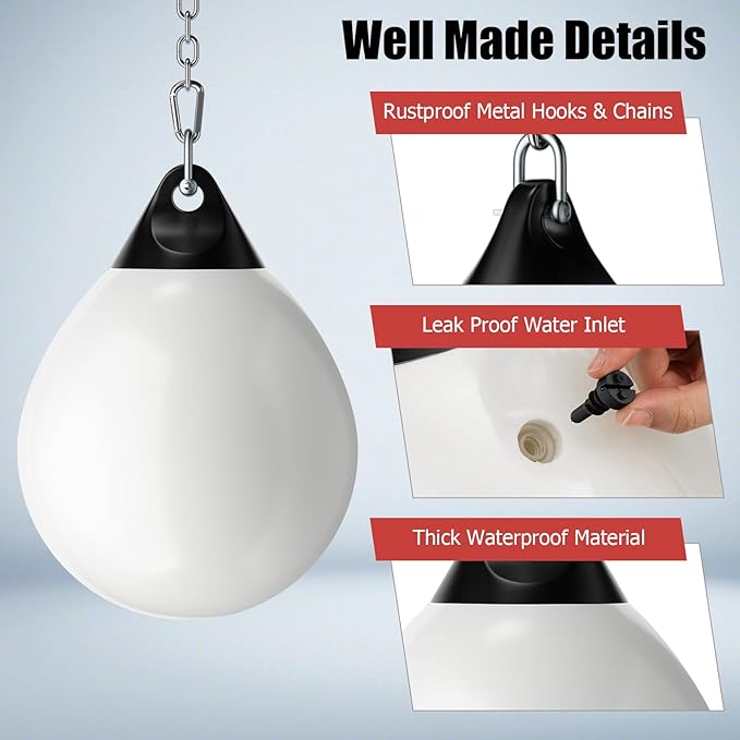 GYMAX Punching Bag, Water Aqua Bag w/Water Injector & Hanging Accessories, Folding Heavy Duty Boxing Bag for Home Gym, Boxing Training Equipment for Adults