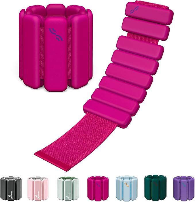 Sportneer Wrist & Ankle Weights for Women Men - 1 Pair (1 lb/2 lb Each) | Adjustable Weighted Bracelet Silicone Bangles for Yoga, Dance, Pilates, Cardio, Aerobics, Gym, Pool Exercises and Jogging