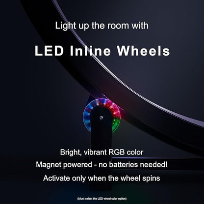 One Fast Cat - Cat Exercise Wheel - Gen. 7 - Safe 48" Diameter - Made in The USA - White Wheel with Black Felt Traction Pads and Light-Up LED Inline Wheels