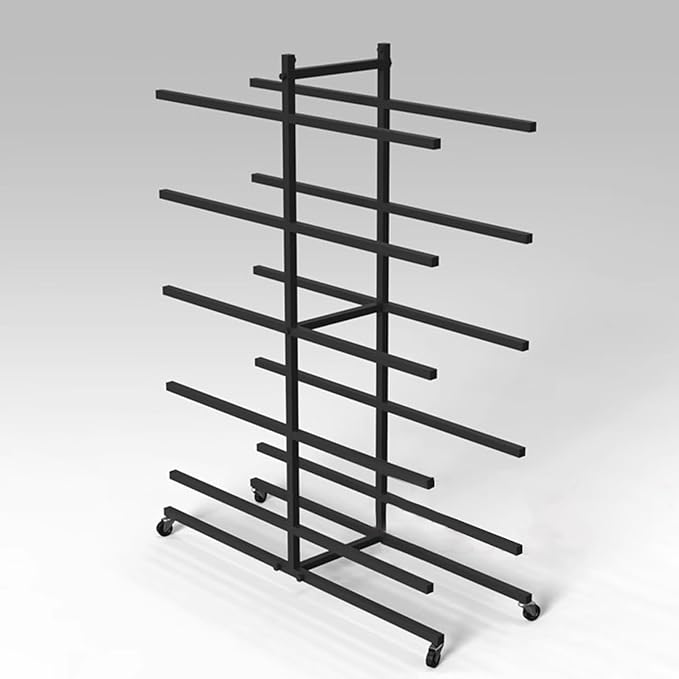 Balls Home Schools Display Rack Commercial Half Exercise Ball Holder Carts, Black Gold White 7-Tiers Balance Ball Trainer Storage Rack, Heavy Duty Fitness Gym Yoga Mat Container with Wheels