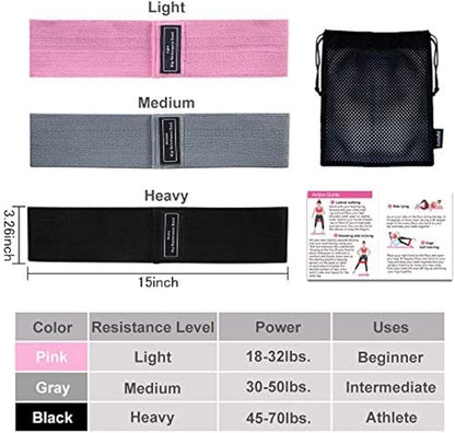 Fabric Resistance Bands Set,Women/Men Exercise Bands for Legs and Butt,3 Resistance Level Booty Bands,Home Fitness Yoga Pilates Equipment