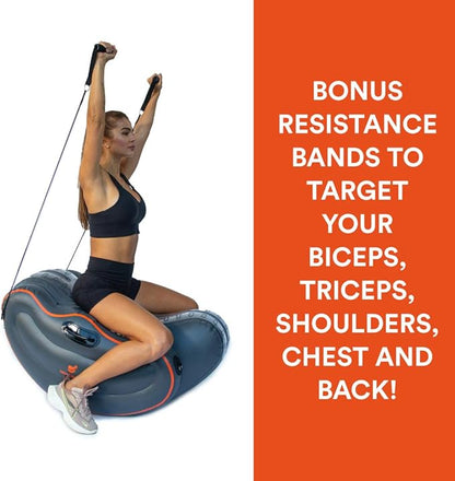 New Image FITT Curve Inflatable Total Body Workout System - Core Strength, Balance & Flexibility Trainer with Resistance Bands & Exercise Guide - Portable Home Fitness Platform