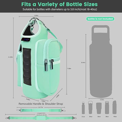 icolor Magnetic Gym Bag Water Bottle Carrier Holder with Phone Pockets & Shoulder Strap,Gym Magnetic Bag 5 Built-in Magnets Gym Accessories Organizer Sling Bottle Bag Pouch Sleeve