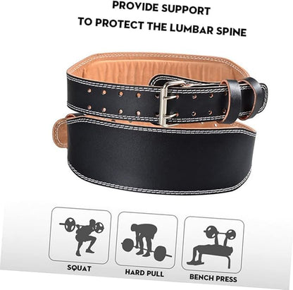 Pu Support Belt for Weightlifting Waist Support for Men Women Fitness Lumbar Brace for Squats Hard Pulls Black