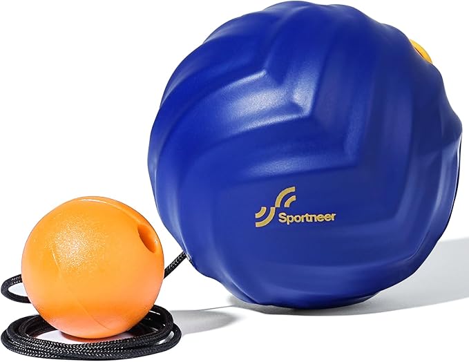 Sportneer Massage Lacrosse Ball with String, Deep Tissue Massager for Back Myofascial Release, Shoulder Trigger Point Therapy & Foot Plantar Fasciitis, Free Relax for Whole Body (Blue)