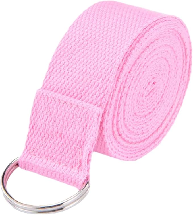 Stretching Yoga Strap / Stretch Band for Yoga Pilates Exercise 6 Ft - Durable Yoga Belt with Safe Adjustable D Ring Buckle for Daily Stretching, Physical Therapy, Fitness, Restorative Practice - Pink Color