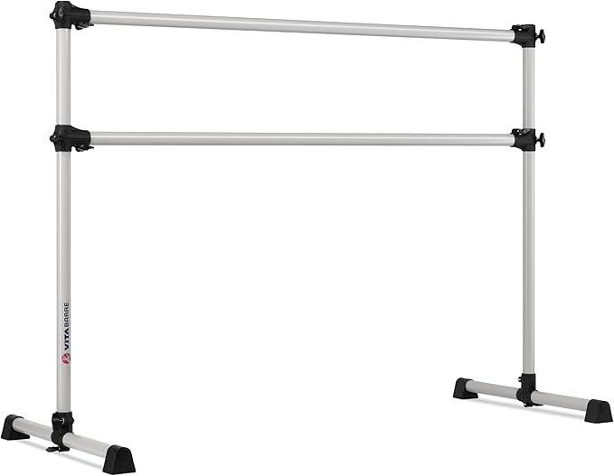 VITA Barre Portable Freestanding Double Ballet Barre, Prodigy, Aluminum | Adjustable Height, USA Made, Home or Gym Exercise Equipment for Kids & Adults | Dance, Fitness, Pilates