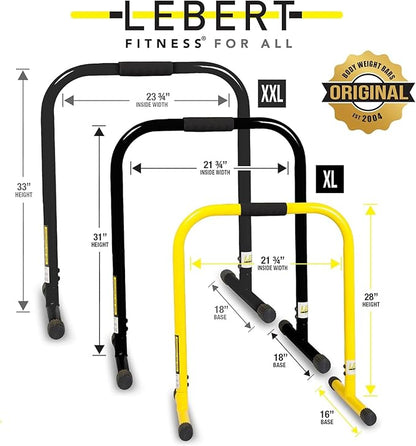 Lebert EQualizer Total Body Strengthener – Portable Dip Station for Full Bodyweight Training – Includes Hip Resistance Band & Online Coaching – Available in Standard & XL Sizes