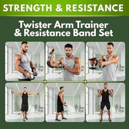 Twister Arm Trainer - Chest Workout Equipment - Chest Press Machine - Arm Trainer for Men - Power Twister Bar - Exercise Bar - Upper Body Workout Equipment with Resistance Band