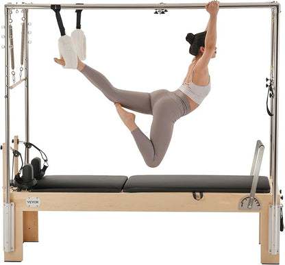 VEVOR Pilates Reformer Accessories for Home Gym, Include Reformer Box/Chair/Spine Corrector/Wall Mounted Machine/Jump Board/Foldable & Dual Resistance Springs