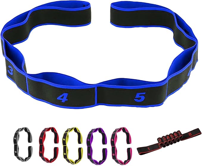 Fitness Resistance Band for Stretching and Yoga, Number Hamstring Stretch Strap with 8 Adjustable Segments for Beginners and Advanced Users