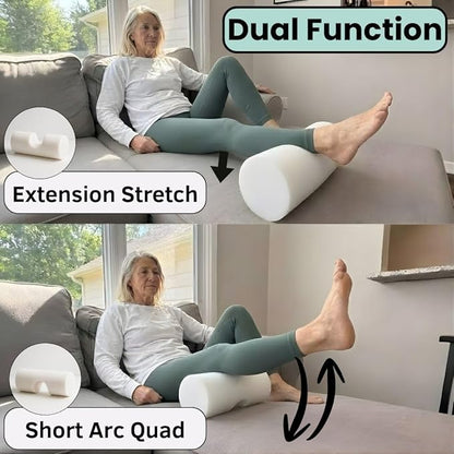 KneEXT Heel-Cup Foam Roll | Post-Surgery Knee Replacement Recovery Aid | Dual-Function Wedge for Terminal Knee Extension & Short Arc Quad Exercises