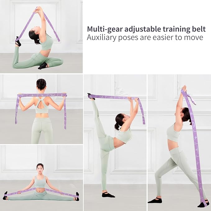 12 Loops Extra Long Yoga Stretching Band for Adults and Tall People, Adjustable Elastic Strap for Full Body Deep Stretch, Home Pilates, Ballet, Dance, Physical Therapy, Flexibility Training