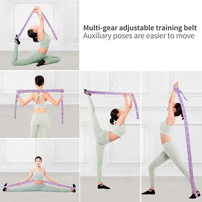 12 Loops Extra Long Yoga Stretching Band for Adults and Tall People, Adjustable Elastic Strap for Full Body Deep Stretch, Home Pilates, Ballet, Dance, Physical Therapy, Flexibility Training