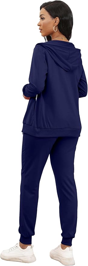 CLOCOR Track Suits for Women Set - Casual 2 Piece Outfits Sweatsuit Pocket Hoodies Long Sleeve with Patchwork Pants Set