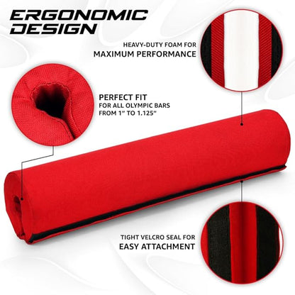 Yes4All Ergonomic Foam Bar Pad, Olympic Barbell Squat & Neck Pad for Squats, Hip Thrusts & Weight Lifting Bar