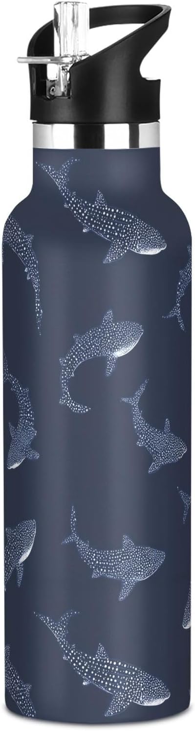 Kids Water Bottle for Boys Girls Sea Whale Sharks 20 oz Insulated Sport Water Bottles Stainless Steel Travel Mug for Gym School