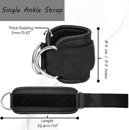 Ankle Strap Ankle Resistance Band Wrist Cuff Padded Strap Adjustable Fitness Glute Kickback D-Ring for Cable Machine Gym Foot Leg Training Brace Support 1 Pack