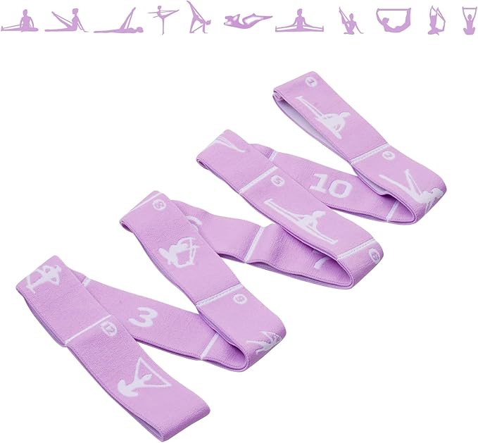 12 Loops Extra Long Yoga Stretching Band for Adults and Tall People, Adjustable Elastic Strap for Full Body Deep Stretch, Home Pilates, Ballet, Dance, Physical Therapy, Flexibility Training