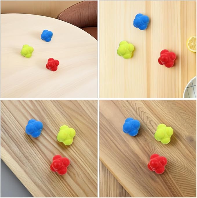 6pcs Hexagonal Reaction Balls Reflex Training Balls for Hand Eye Coordination and Reaction Speed Improvement, 5.5cm Set for Sports Training and Agility Exercises